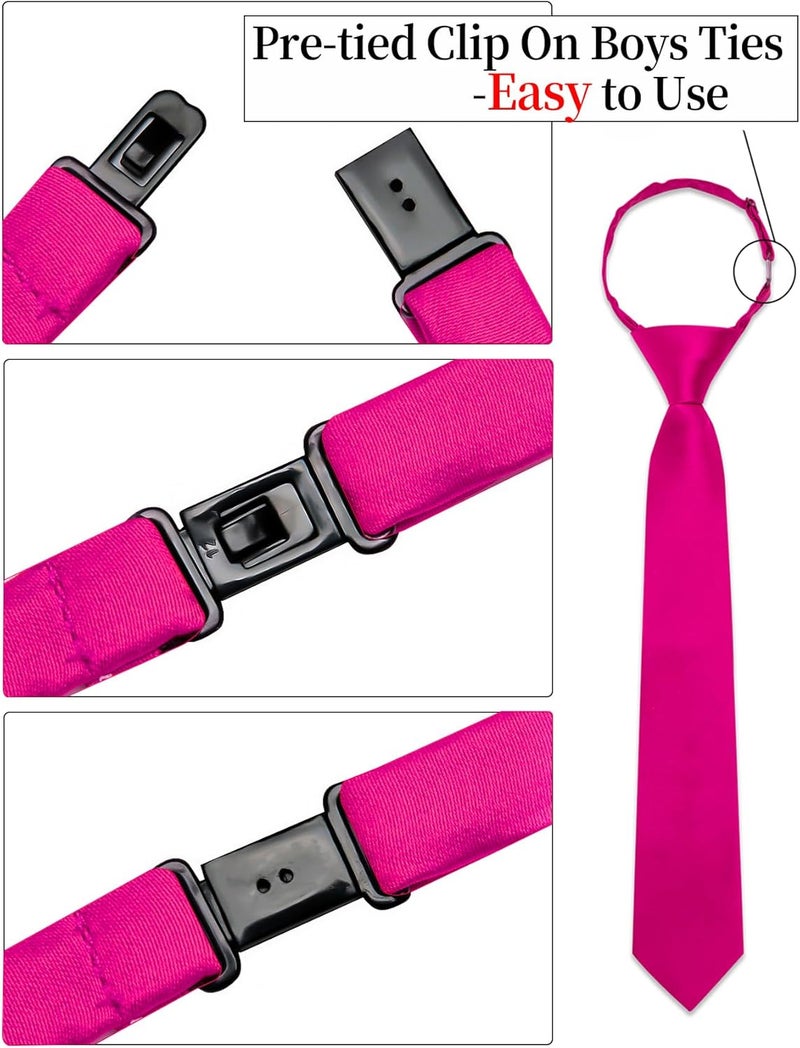 Ailisus Store Boys Tie Solid Color Silk Satin Pre-tied Kids Necktie for Age 8-12 Adjustable Formal Wedding School Graduation - Image 4